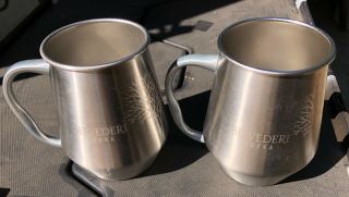 Belvedere Vodka Stainless Steel Mugs Cups Moscow Mule Set Of Two