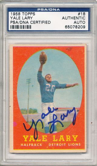 Psa/dna Signed 1958 Topps Yale Lary 8209