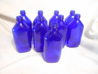 9 Vintage Cobalt Blue Antique Glass Phillips ‘milk Of Magnesia’ Bottles Vases