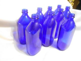 9 Vintage Cobalt Blue Antique Glass Phillips ‘Milk of Magnesia’ Bottles vases 2