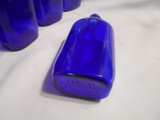 9 Vintage Cobalt Blue Antique Glass Phillips ‘Milk of Magnesia’ Bottles vases 3