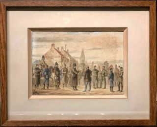 Antique 19th Century Georges Dascher Watercolor Painting 