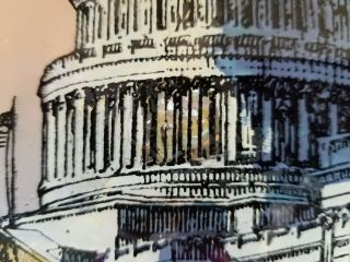 Antique U.  S.  Capitol Building Washington D.  C.  Reverse Painting on Convex Glass 4