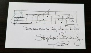 Autographed Stephen Schwartz 3x5 Index Card W/loa When You Believe Amqs