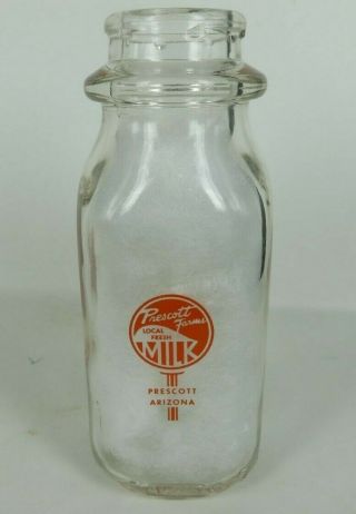 Prescott Farms Arizona Az Acl Orange Paint Half Pint Glass Dairy Milk Bottle :)