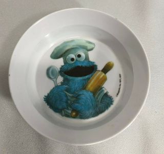 Sesame Street Cookie Monster Jim Henson Muppets Melamine Child Bowl 1977 Vintage