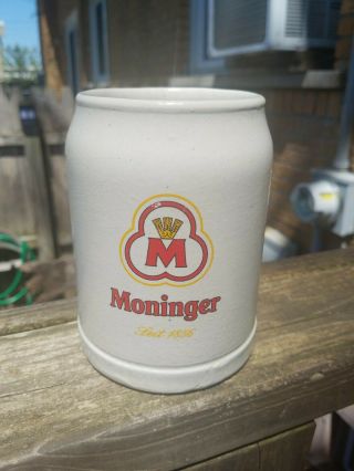 Moninger German Ceramic Beer Stein Mug Bar Decor Breweriana Vtg Collectable