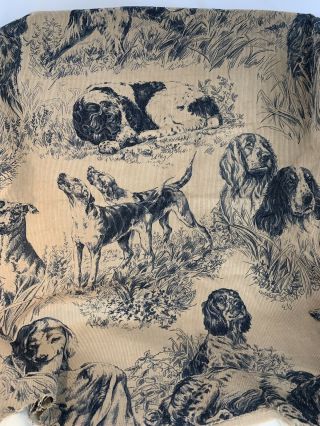 Vintage Rare Sporting Life Lee Jofa Printed In Italy Corduroy Fabric Dogs Navy