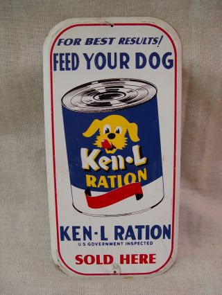 Ken - L Ration Dog Food Here Pet Food Cans Metal Advertising Door Push Sign
