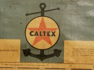 Ultra Rare 1965 CALTEX WORLD WIDE MARINE BUNKER OIL FACILITIES Roll Up MAP 3