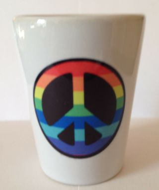 " Rainbow Peace Sign " Shot Glass Gay/ Lesbian / Bi/ Lgbt - & Fast