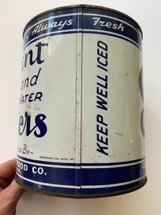 Vintage 1 Gallon Crescent Brand Oysters Tin/Can 2