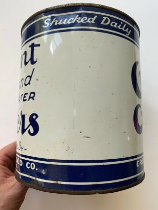 Vintage 1 Gallon Crescent Brand Oysters Tin/Can 4