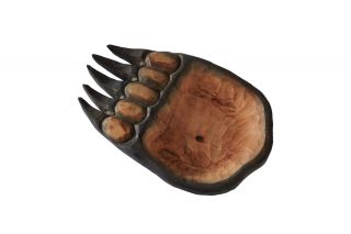 Black Bear Paw Wood Carving Candy Dish Rustic Cabin Decor