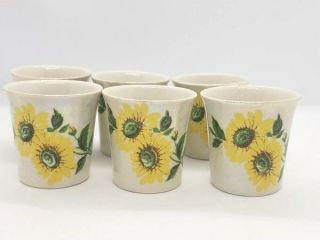 Vintage Set Of 6 Porcelain Ceramic Shot Glasses Flower Design 2 " Decoration Gift