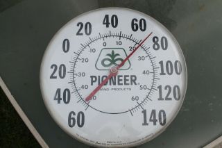 Vintage Pioneer Seed Corn Ohio Jumbo Dial Thermometer Farm Advertising Sign