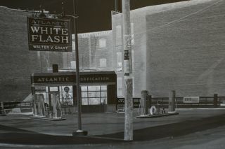 1938 White Flash Atlantic Station Negative Maple & Penn,  Elmira,  Ny Large