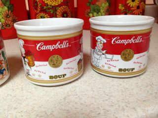 4 Collectible Campbell Soup 14 oz Bowl Mug Cups 2 1993 West Wood & 2 2001 Cups 5