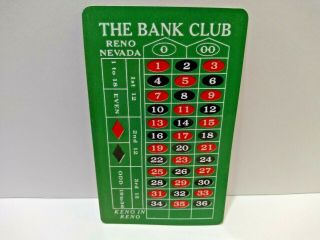 Early Bank Club Casino Reno,  Nv Plastic Roulette Pay Card Ladies Welcome