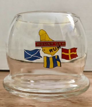 Vintage Mount Gay Rum Set Of 3 - 8 Oz Round Bottom Wobbly Glasses Barbados
