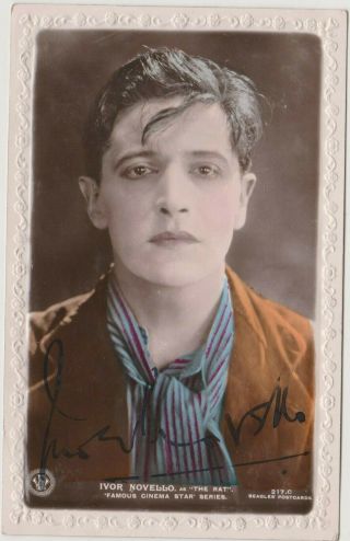 Hitchcock The Lodger Ivor Novello - 30s Composer Good Early `the Rat` Signed Pic