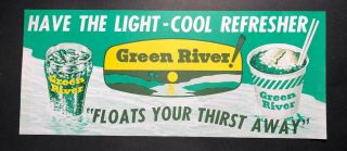 Green River Soda Pop Advertising Sign Has Fountain Glass & Beer Interest Nos
