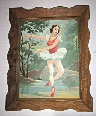 Vintage Framed Paint By Number - Ballerina - 16 " X 12 "