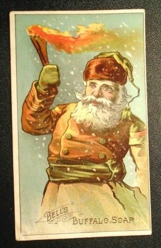Santa Graphic Victorian Trade Card Advertising Buffalo Soap