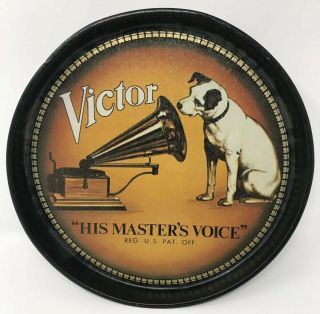 Vintage Bristol Ware Rca Victor His Master’s Voice Phonograph Metal Serving Tray