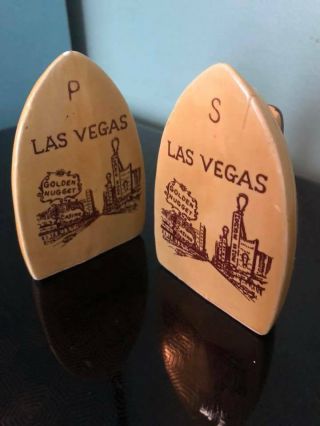 Vintage Las Vegas Golden Nugget Salt & Pepper Shakers Casino Strip Iron