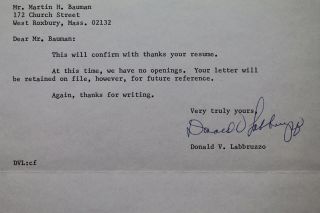 Evansville Triplets Official Letter Autographed Donald Labbruzzo JSA Auth 17B 3