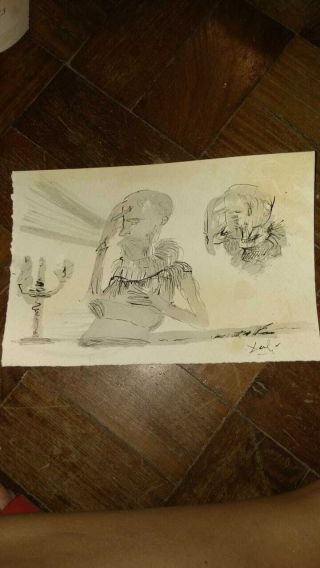 Salvador Dali - Signed Watercolor,  With Art Gallery Stamp,  Vintage Art.