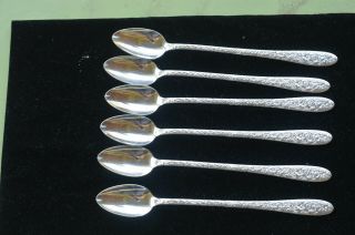 6 Iced Beaverage Spoons Silverplate Narcissus By National Silver Co Icetea