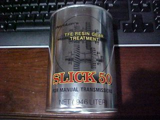Vintage Advertising Petrolon ' s Slick 50 One Quart Gear Transmission Can Full 2