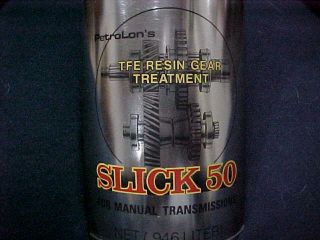 Vintage Advertising Petrolon ' s Slick 50 One Quart Gear Transmission Can Full 3