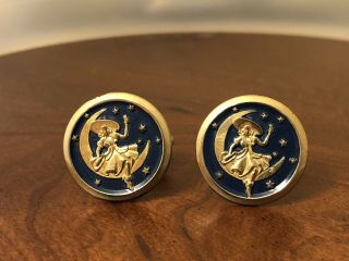 Vintage Miller High Life Beer Girl On The Moon Cuff Links
