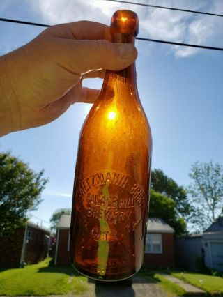 Rare Quart Saltzmann Bros.  Palace Hill Brewery Oil City Pa.  Blob Beer Bottle,  Wh