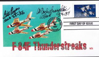 USAF Thunderbirds Air Demonstration Squadron signed photo and cover F - 84 F - 100 2