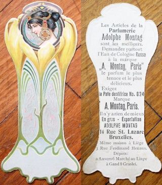 Art Nouveau 1890 Perfume/parfumerie Adolphe Montag - Paris Trade Card/bookmark - 4
