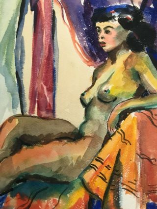 Vtg1940s Nude Painting Portrait Of A Woman Fauvist