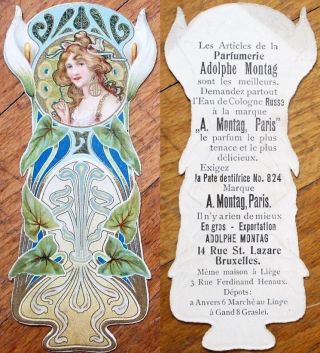 Art Nouveau 1890 Perfume/parfumerie Adolphe Montag - Paris Trade Card/bookmark - 5