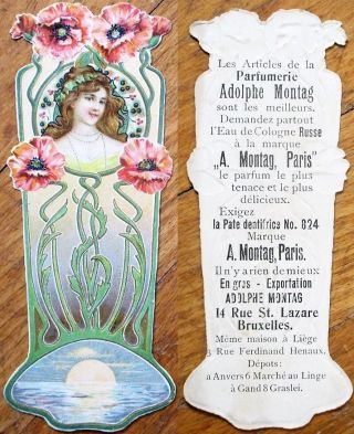 Art Nouveau 1890 Perfume/parfumerie Adolphe Montag - Paris Trade Card/bookmark - 7