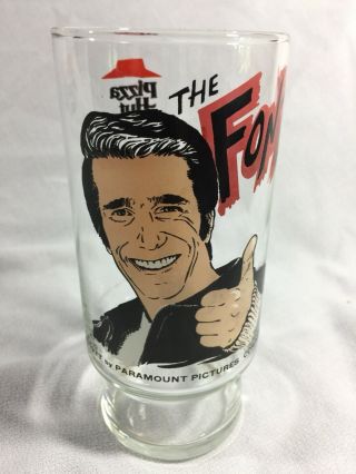 Vintage The Fonz Dr Pepper Happy Days Collector Series Glass 1977 Pizza Hut