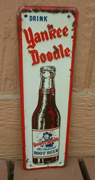 Drink Yankee Doodle Root Beer Metal 10 " Advertising Soda Door Push Press Sign