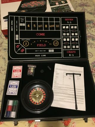 3 In 1 Casino Game Set,  Craps Table,  Roulette Wheel & Blackjack Board
