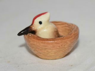 Hagen Renaker Baby Woodpecker Bird In Nest Figurine