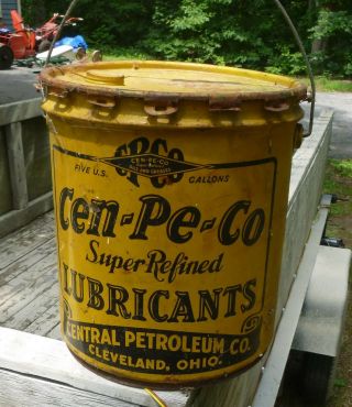 Vintage " Cen Pe Co Oil " 5 Gallon Tin Can Central Petroleum Co 1958