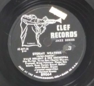 Billie Holiday - Tenderly /Stormy Weather 1953 Clef Shellac 10 