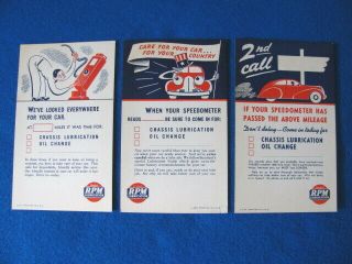 (3) Vintage Rpm Oil Change Reminder Post Cards