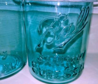 SET/2 - BALL SANITARY SURE SEAL BLUE QUART,  WIDE MOUTH CANNING JARS - NO LIDS - IN VGC 2